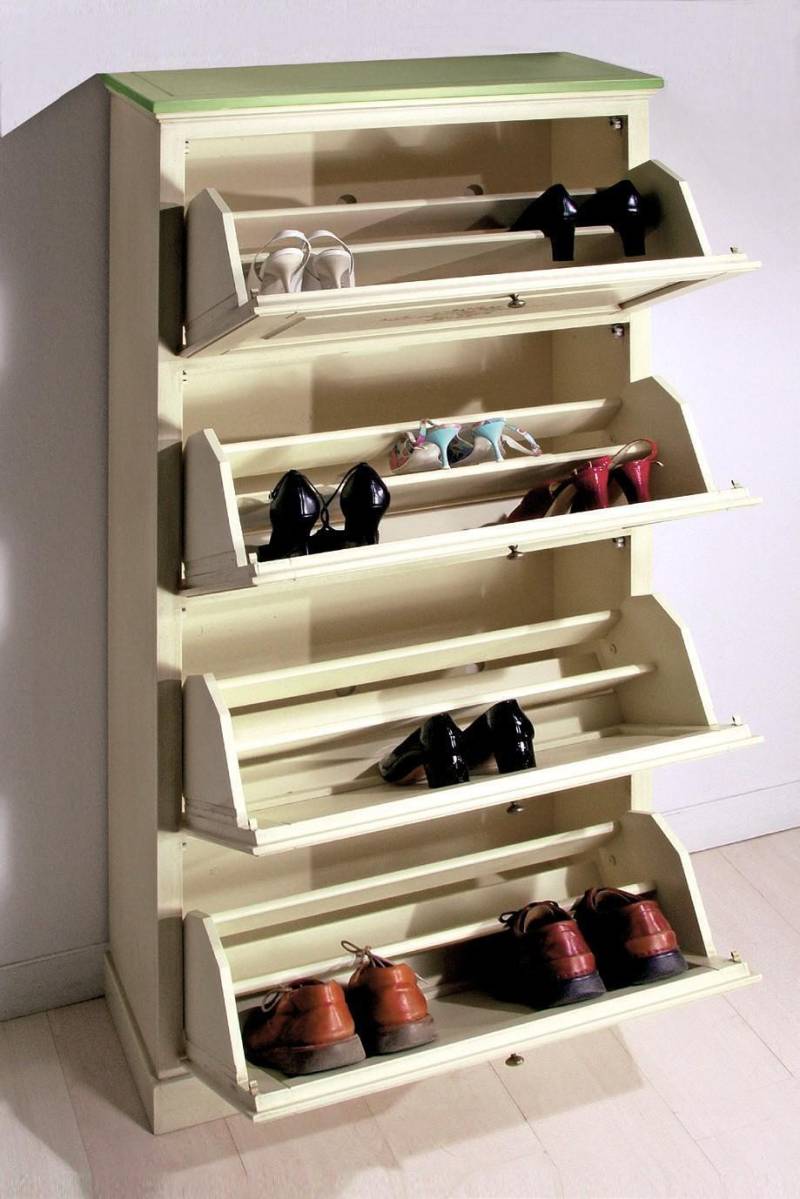 Schuhschrank 4 Fach Kommode Holz Massive Möbel Schuhkipper Schuhregal Regal Neu von JV Möbel