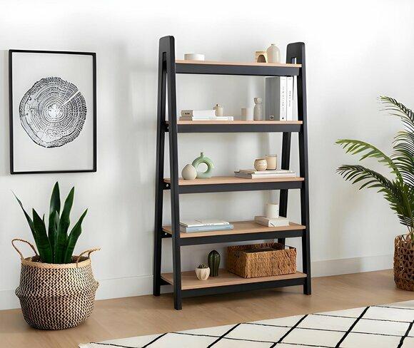 Schwarz-Beiger Bücherregal Wohnzimmer Aktenregale Holz Ablagen Möbel von JV Moebel