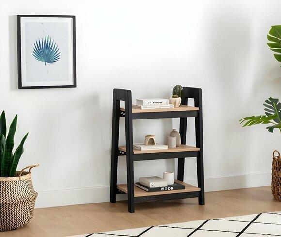 Schwarz-Beiges Bücherregal Holz Standregale Kinder Luxus Ablage Möbel von JV Moebel