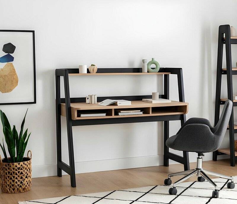 Schwarz-Brauner Laptoptisch Designer Büromöbel Arbeitszimmer Tische von JV Moebel