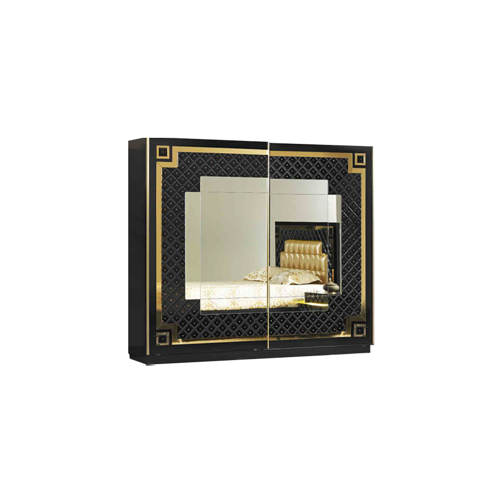 Schwarz-Goldener Schlafzimmerschrank Designer Spiegelschrank Edle Möbel Schwarz-Goldener Schlafzimmerschrank Designer Spiegelschrank Edle Möbel von JV Möbel