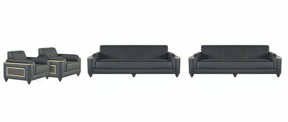Schwarz-Graue Designer Sitzgarnitur 2x Dreisitzer 2x Sessel 4tlg Set von JV Moebel
