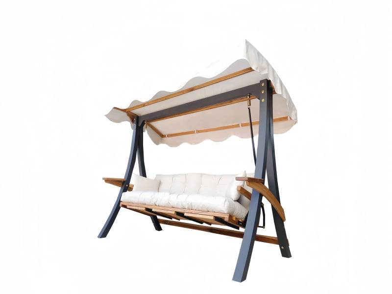 Schwarz Mit Weißen Kissen Gartenschaukel Luxuriöse Outdoor Polster Moderne Neu von JV Möbel