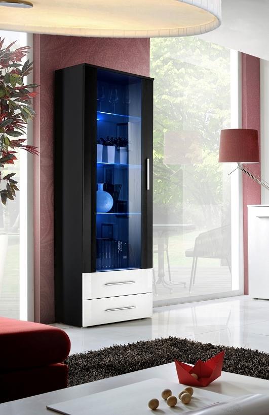 Schwarz Vitrine Einrichtung Neu Designer Möbel Hochglanz Wohnzimmer Moderne von JV Möbel