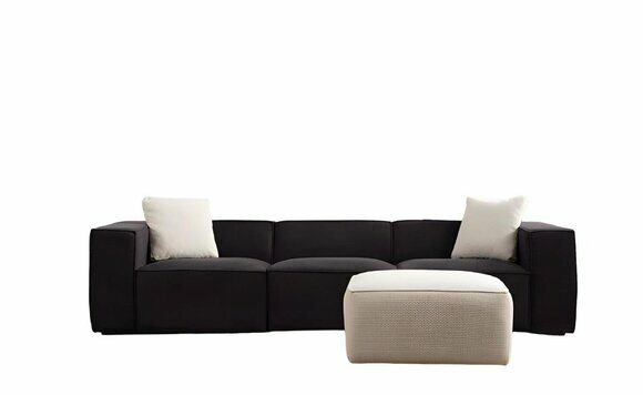 Schwarz-Weiße Stoffsofa Garnitur Luxuriöser 4-Sitzer Designer Hocker 2tlg von JV Moebel