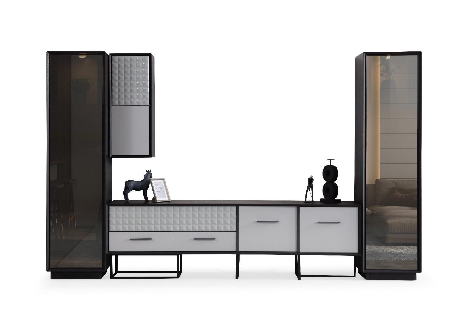 Schwarz-Weiße Wohnwand Designer Wohnzimmer TV-Ständer Wandschrank Neu Schwarz-Weiße Wohnwand Designer Wohnzimmer TV-Ständer Wandschrank Neu von JV Möbel