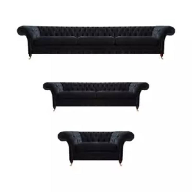 Schwarze Chesterfield Sofas Designer Wohnzimmer Polstercouchen Sessel von JV Moebel