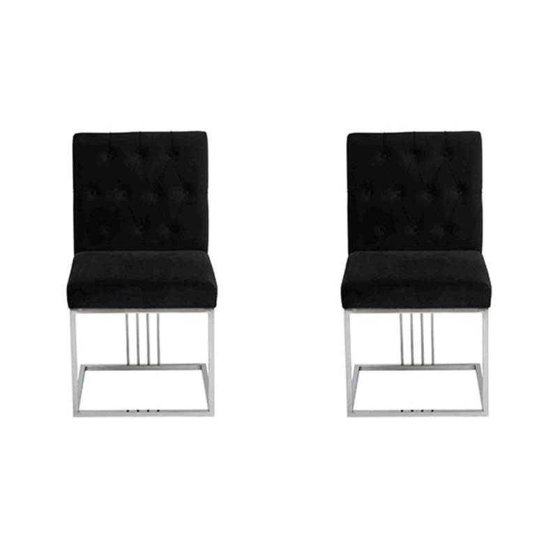 Schwarzer Lehnstuhl Designer 2x Stühle Esszimmer Möbel Essstühle Edelstahlstuhl von JV Moebel