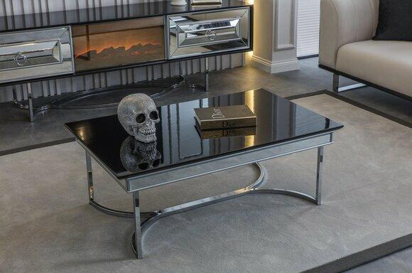 Schwarzer Wohnzimmer Couchtisch Designer Glastisch Luxuriöse Edle Möbel von JV Moebel
