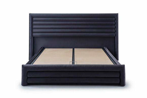 Schwarzes Bettgestell Schlafzimmer Doppelbett Designer Textil Möbel von JV Moebel