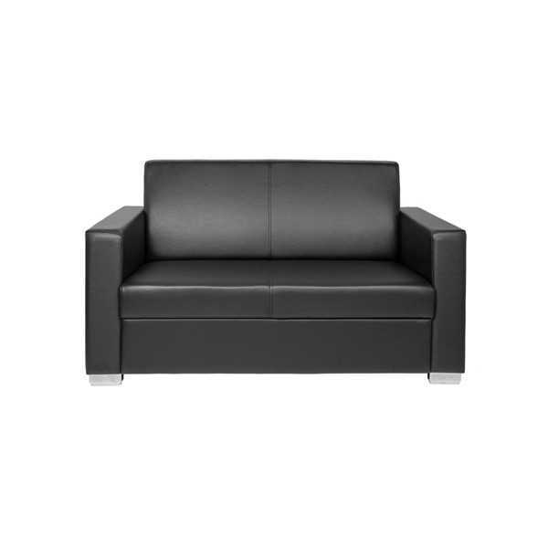 Schwarzes Leder Sofa Zweisitzer Couch Lounge 2-Sitzer Moderner Club 2-er von JV Möbel