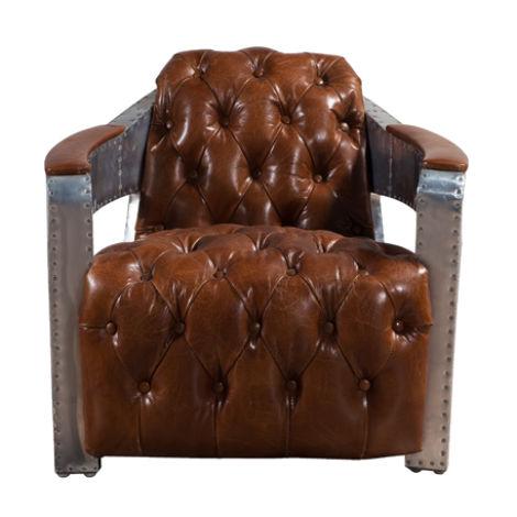 Sessel Aviator Chesterfield Shabby Vintage Stuhl Ledersessel Club Lounge Design von JV Möbel