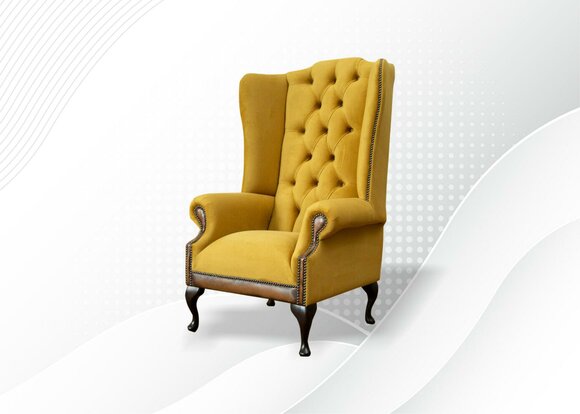 Sessel Chesterfield Couch Sofa Textil Lounge Club Polster Gelb Luxus von JV Möbel