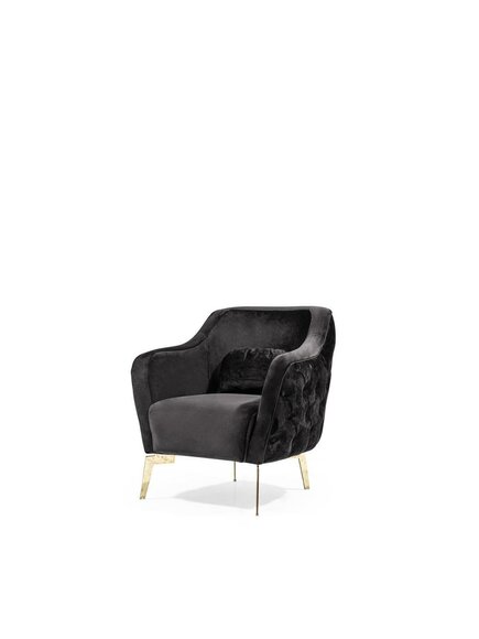 Sessel Chesterfield Ohrensessel Stoff Wohnzimmer Polyester Schwarz von JV Möbel