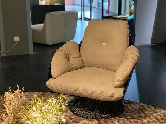 Sessel Club Lounge Design Lehn Stuhl Polster Sofa 1 Sitzer Fernseh Leder Drehbar von JV Moebel