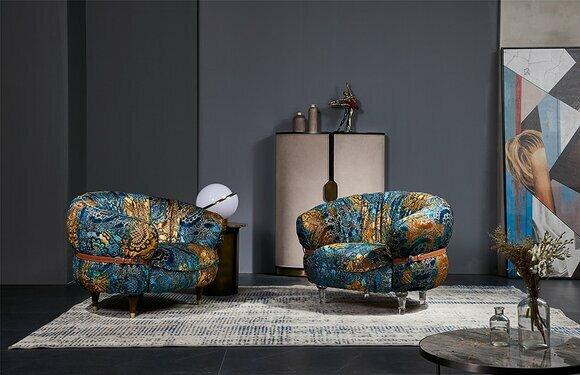 Sessel Club Lounge Designer Fernseh Sofa Stuhl Stühle Polster Sitz Möbel Textil von JV Moebel