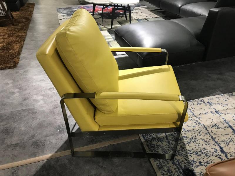 Sessel Design Couch Sofa Relax Gelb Leder Lounge Club Polster 1 Sitzer von JV Möbel