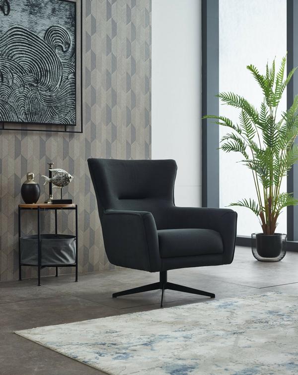 Sessel Einsitzer Wohnzimmer Polstersessel Stoff Schwarz Sitzer Design von JV Möbel