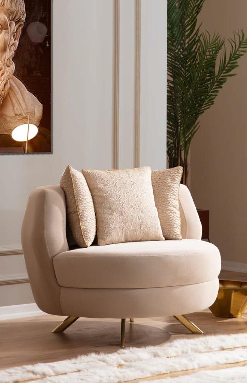 Sessel Luxus Polster Möbel Wohnzimmer Einsitzer Sessel Textil Lounge Restaurant von JV Möbel