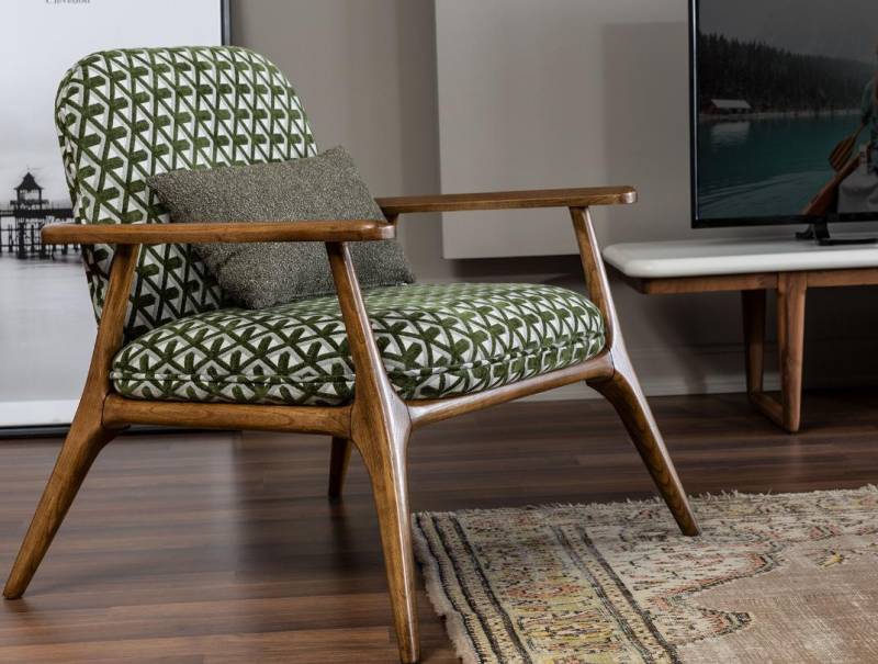 Sessel Ohrensessel Cocktailsessel Sitzer Modern Design Grau Stoff Grün von JV Möbel