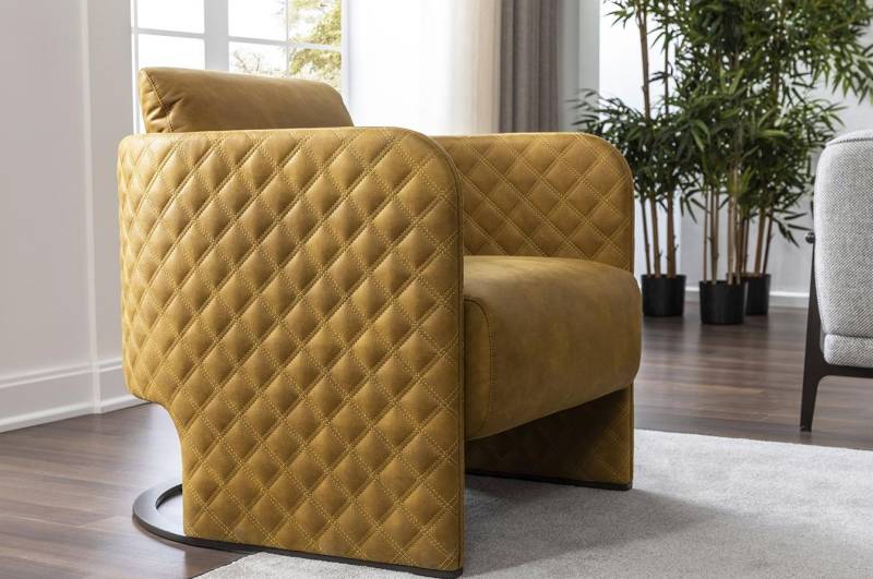 Sessel Ohrensessel Cocktailsessel Sitzer Modern Kunstleder Gelb Design von JV Möbel