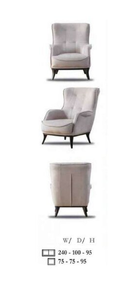 Sessel Ohrensessel Cocktailsessel Stoff Wohnzimmer Grau Modern von JV Möbel