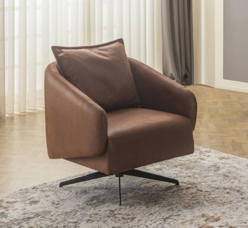 Sessel Ohrensessel Drehstuhl Einsitzer Sitzer Kunstleder Braun Design von JV Möbel