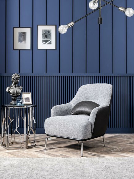 Sessel Ohrensessel Modern Stoff Wohnzimmer Polyester Grau Design Sitz2 von JV Möbel