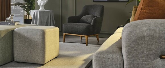 Sessel Ohrensessel Modern Stoff Wohnzimmer Polyester Grau Design Sitz4 von JV Möbel