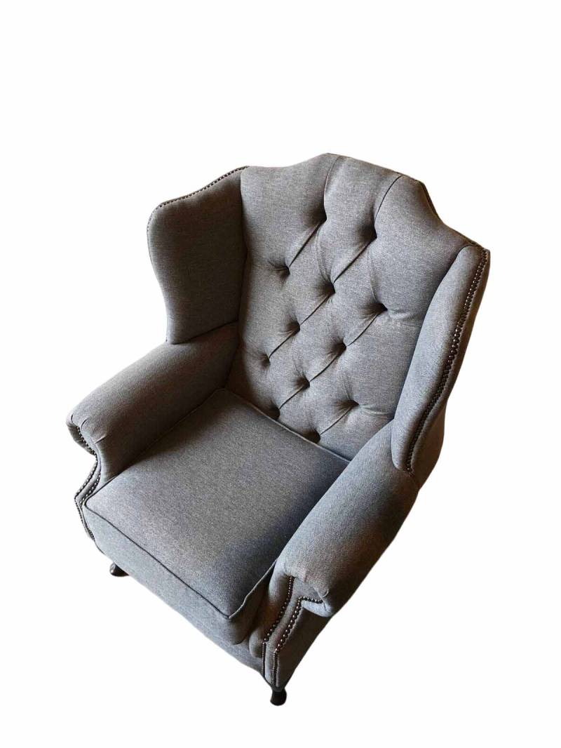 Sessel Ohrensessel Stoff Grau Wohnzimmer Polyester 1 Sitzer Modern von JV Möbel