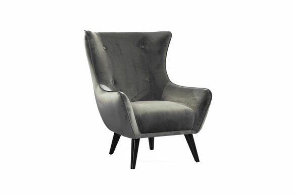 Sessel Ohrensessel Stoff Wohnzimmer Polyester Design Grau Modern Sitz von JV Möbel
