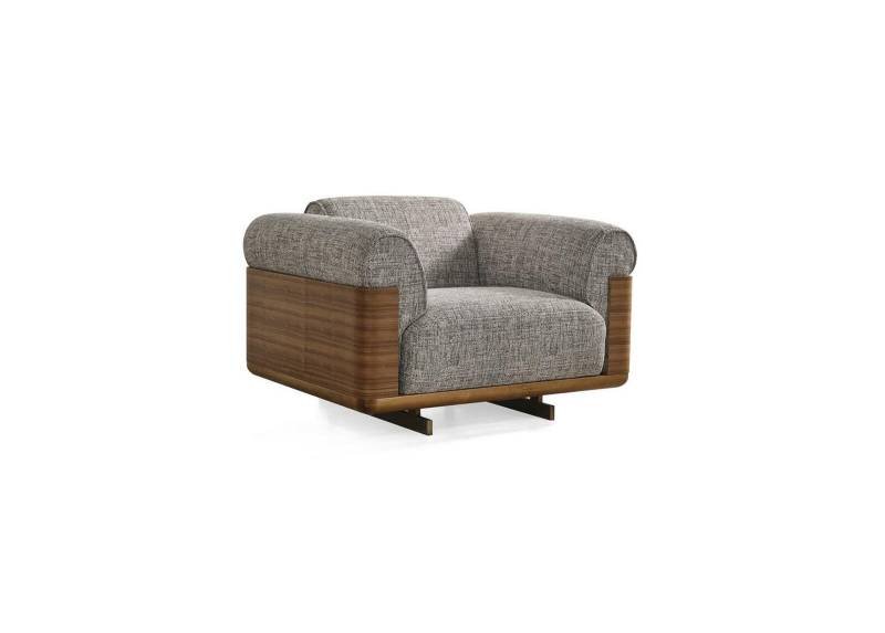 Sessel Stoff Ohrensessel Sitzer Polyester Grau Wohnzimmer Modern von JV Möbel