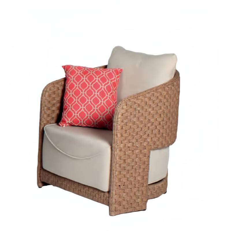 Sessel Textil Stoff Holz 1-Sitzer Couch Kissen Rot Terrasse Modern von JV Möbel
