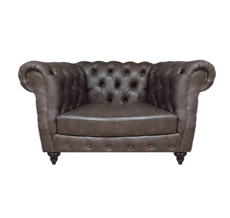 Sessel Wohnzimmer Braun Einrichtung Couch Polstermöbel Leder Sitz Chesterfield von JV Möbel