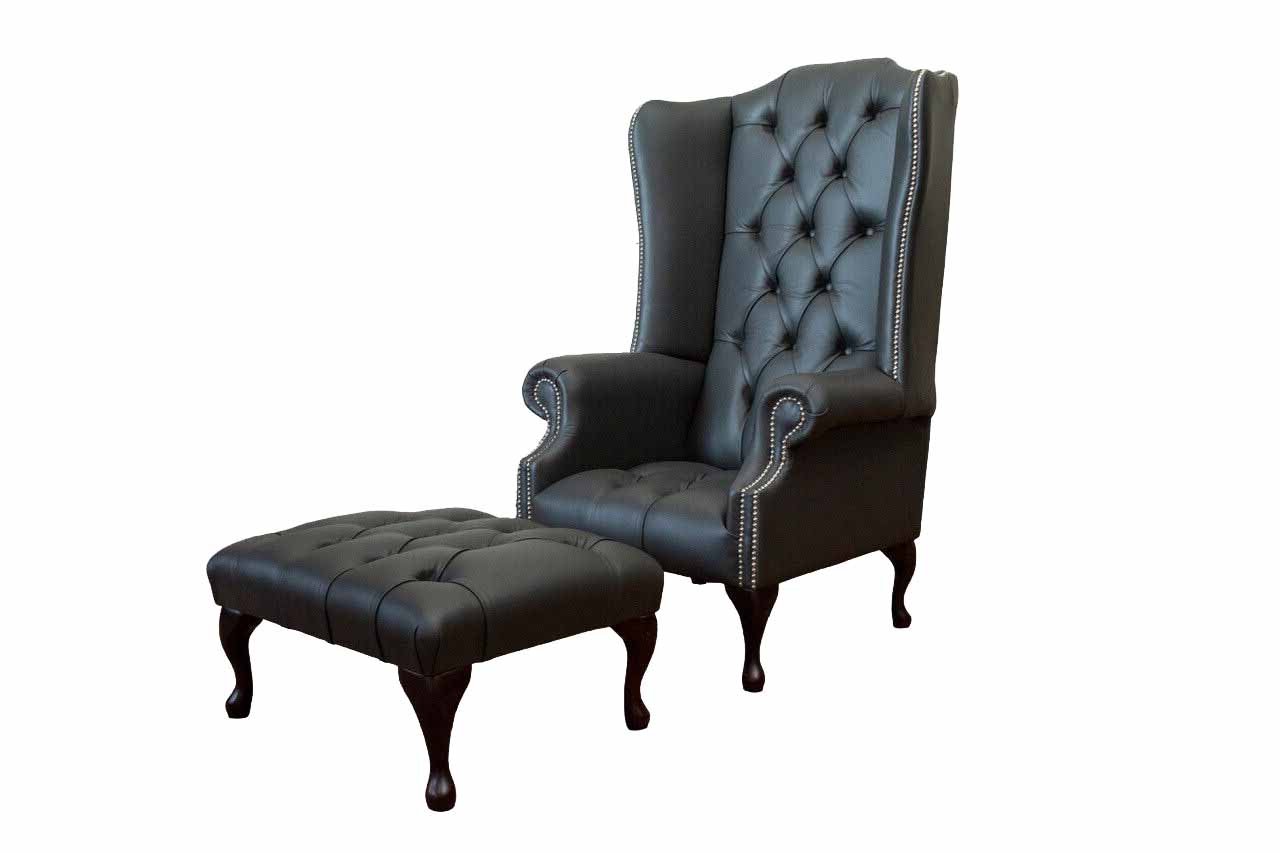 Sessel mit Hocker Designer Polstersessel Chesterfield Ohrensessel Sessel mit Hocker Designer Polstersessel Chesterfield Ohrensessel von JV Möbel
