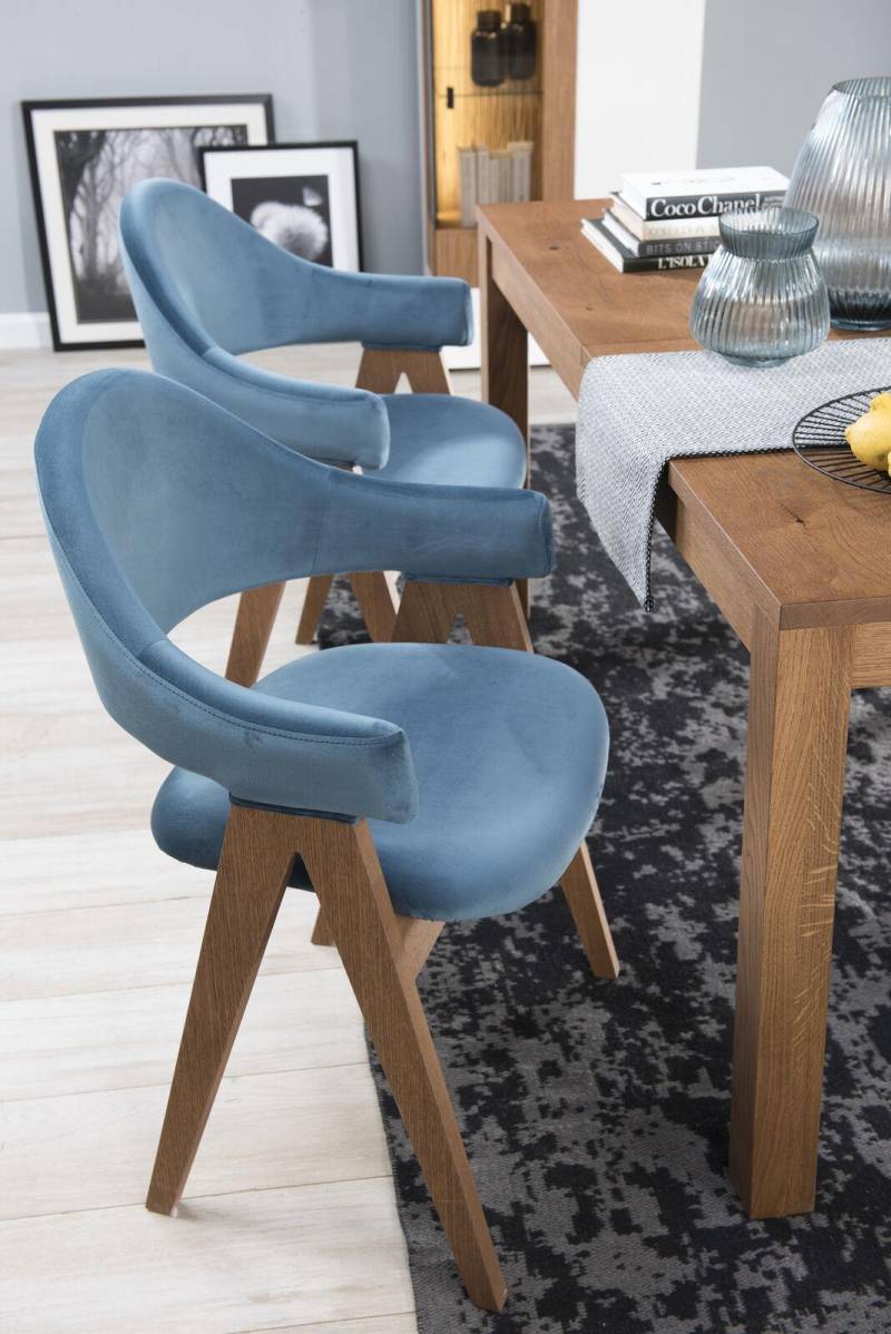 Set 2x Stuh Luxus Design Polster Massiv Holz Stühle Sitz Büro Office von JV Möbel