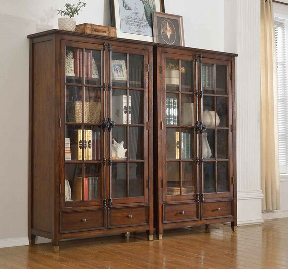 Set 2x Vitrine Kommoden Vitrinen Glas Schrank Glasschrank Vitrinenschrank Holz von JV Möbel