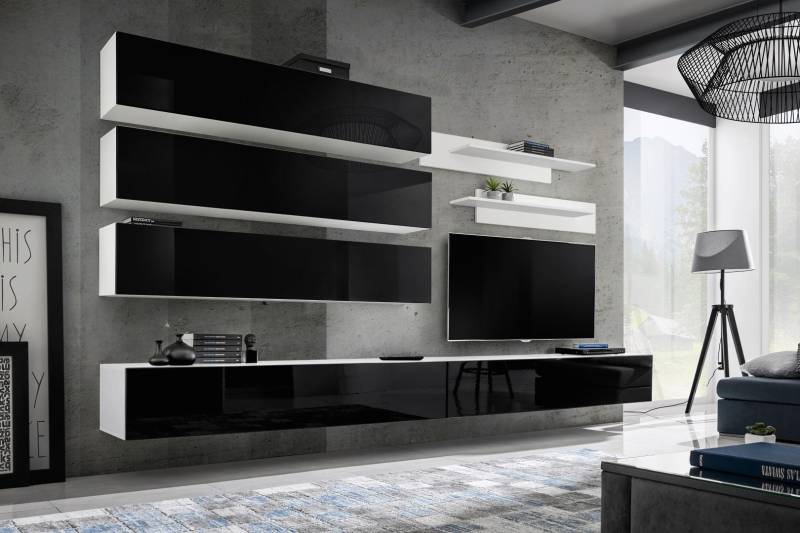 Set 7 tlg. Designer Wohnzimmer Wohnwand Wandschrank Sideboard TV-Ständer Neu von JV Möbel