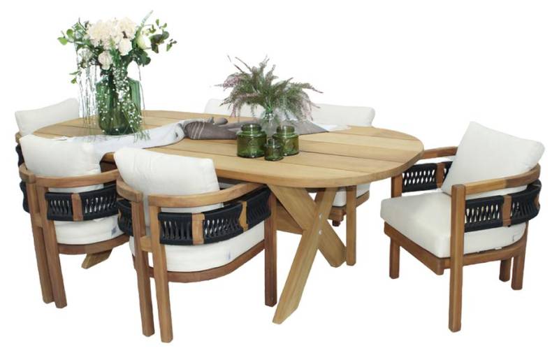 Set Gartenmöbel Esstisch Holz 6x Stühle Loungemöbel Outdoor Komplett 7tlg von JV Möbel
