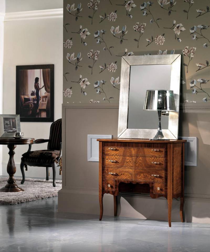 Set Kommode mit Spiegel Kommoden Wohnzimmer Holz Schrank Landhaus Stil Design von JV Möbel