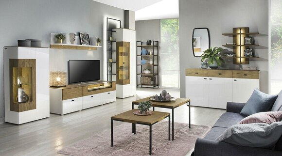 Set Modern Wohnwand Vitrinen RTV Schrank Wohnzimmer Barock Stil von JV Möbel
