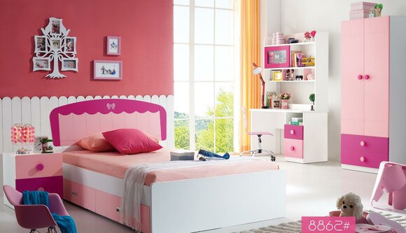 Set Tisch Bett Kleiderschrank Kommode 4tlg Komplett Jugendzimmer Kinderzimmer von JV Möbel