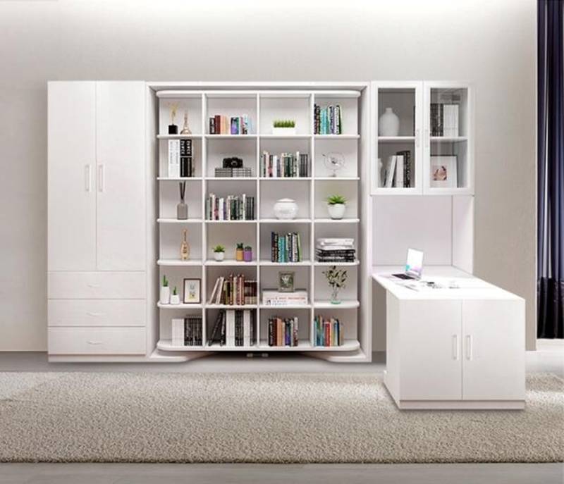 Shlafzimmer Set 3tlg Bett Bücher Schrank Regal Gästebett Schränke Wand Schrank von JV Möbel