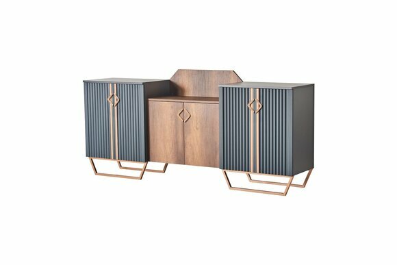 Sideboard Aktenschrank Arbeitszimmer Grau Braun Zweifarbig Rechteckig von JV Moebel