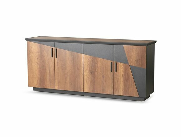 Sideboard Aktenschrank mit 4 Türen Braun / Grau Zweifarbig Modern Stil von JV Moebel