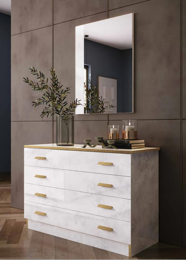 Sideboard Kommode mit Spiegel Beige Gold Holz Schlafzimmer Wohnzimmer Sideboard Kommode mit Spiegel Beige Gold Holz Schlafzimmer Wohnzimmer von JV Möbel