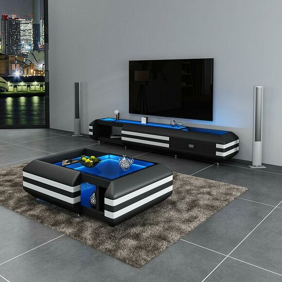 Sideboard Leder rtv beleuchtete Wohnzimmer Möbel Designer Lowboard von JV Möbel
