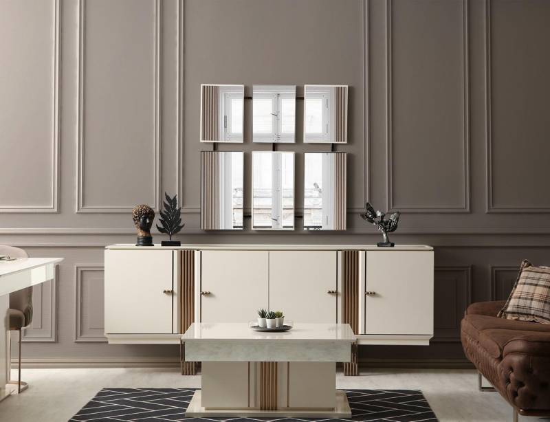 Sideboard Luxus Designer Holzregal Schrankmöbel Beige Kommode von JV Möbel