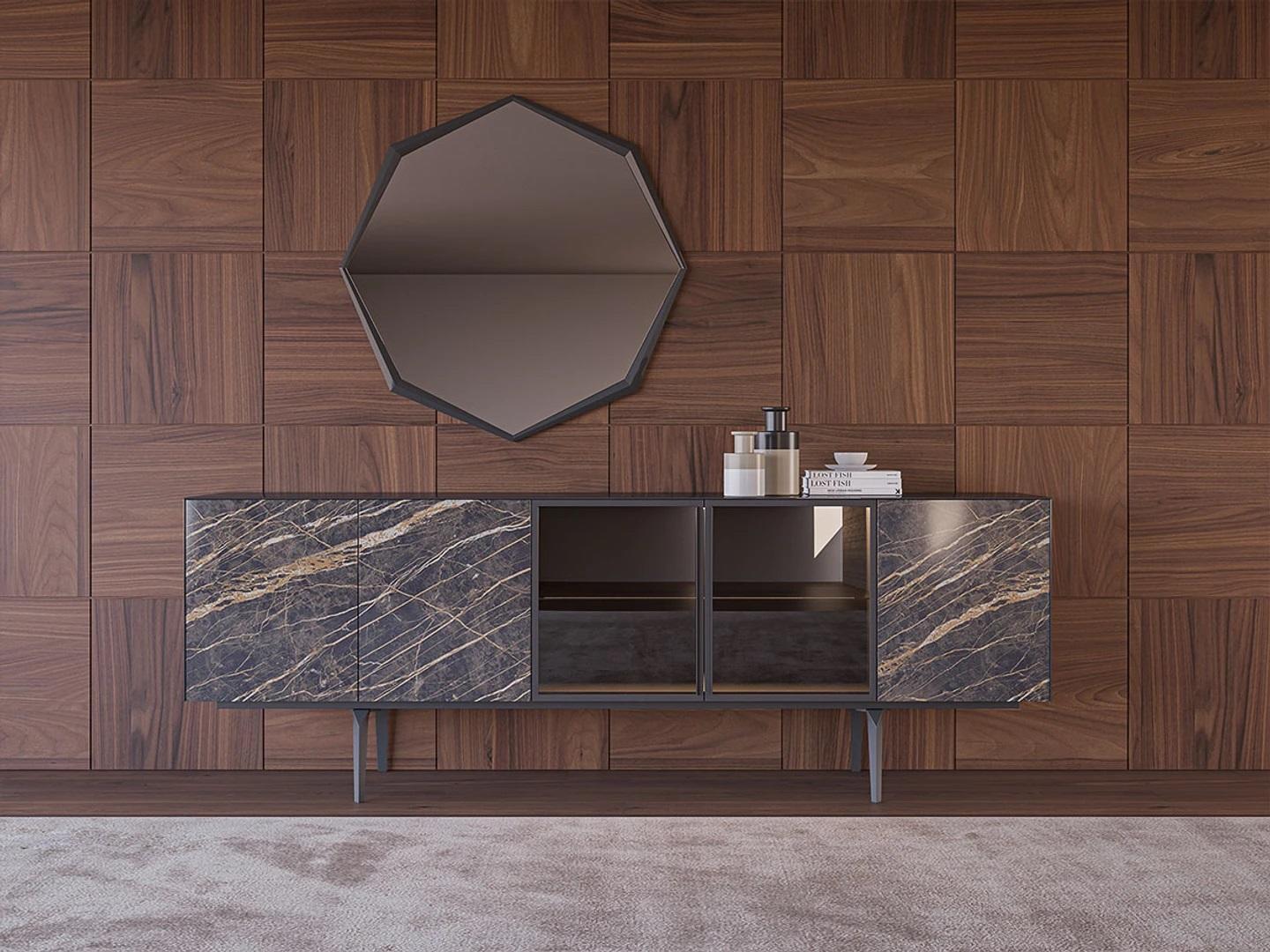 Sideboard mit Spiegel Luxus Einrichtung Esszimmer Komplett Set Modern Möbel von JV Möbel