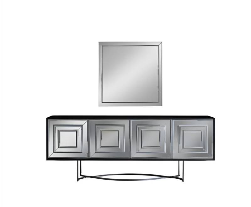 Silbernes Sideboard mit quadratischem Spiegel Tischset exklusive Möbel von JV Möbel